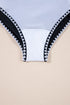 Black Color Block Ric Rac Trim U Neck One Piece Swimsuit